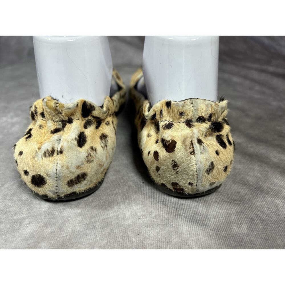 Tory Burch Reva Leopard Haircalf Ballet Flats Gold Logo Womens 6 - Picture 4 of 7
